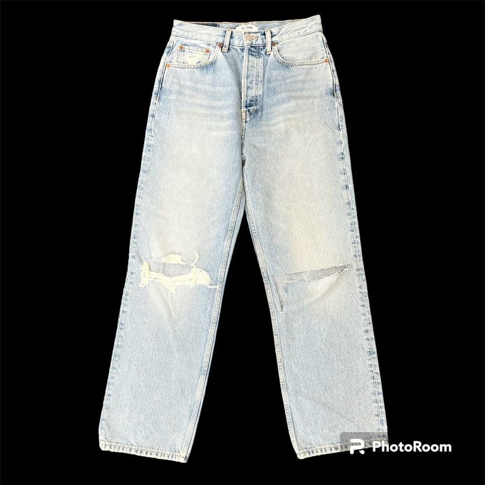 Re/Done Jeans Womens  90s Crop Low Slung Size 26 NEW Ripped Knees Buttonfly‎